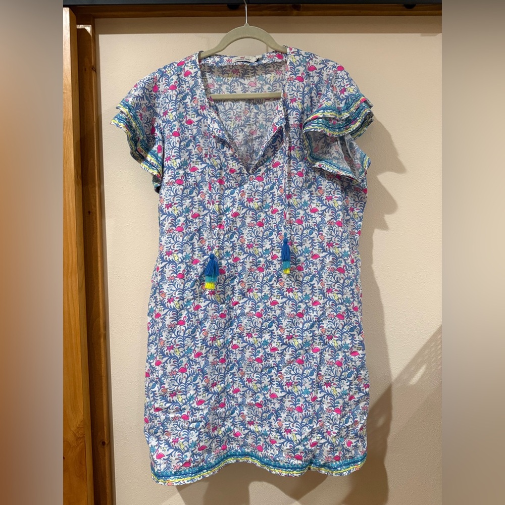 Women’s XL Vineyard Vines Floral Flamingo Tassel Shift Dress
